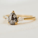 Pear Shape Salt and Pepper Diamond Engagement Ring
