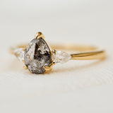 Pear Shape Salt and Pepper Diamond Engagement Ring