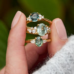 Oval Green Sapphire Engagement Ring, Luna Setting