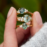 Oval Green Sapphire Engagement Ring, Luna Setting