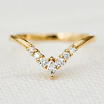 v shape diamond wedding band in yellow gold