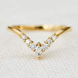 v shape diamond wedding band in yellow gold