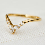 v shape diamond wedding band in yellow gold