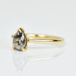 pear shape salt and pepper diamond engagement solitaire ring