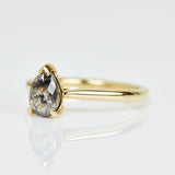pear shape salt and pepper diamond engagement solitaire ring