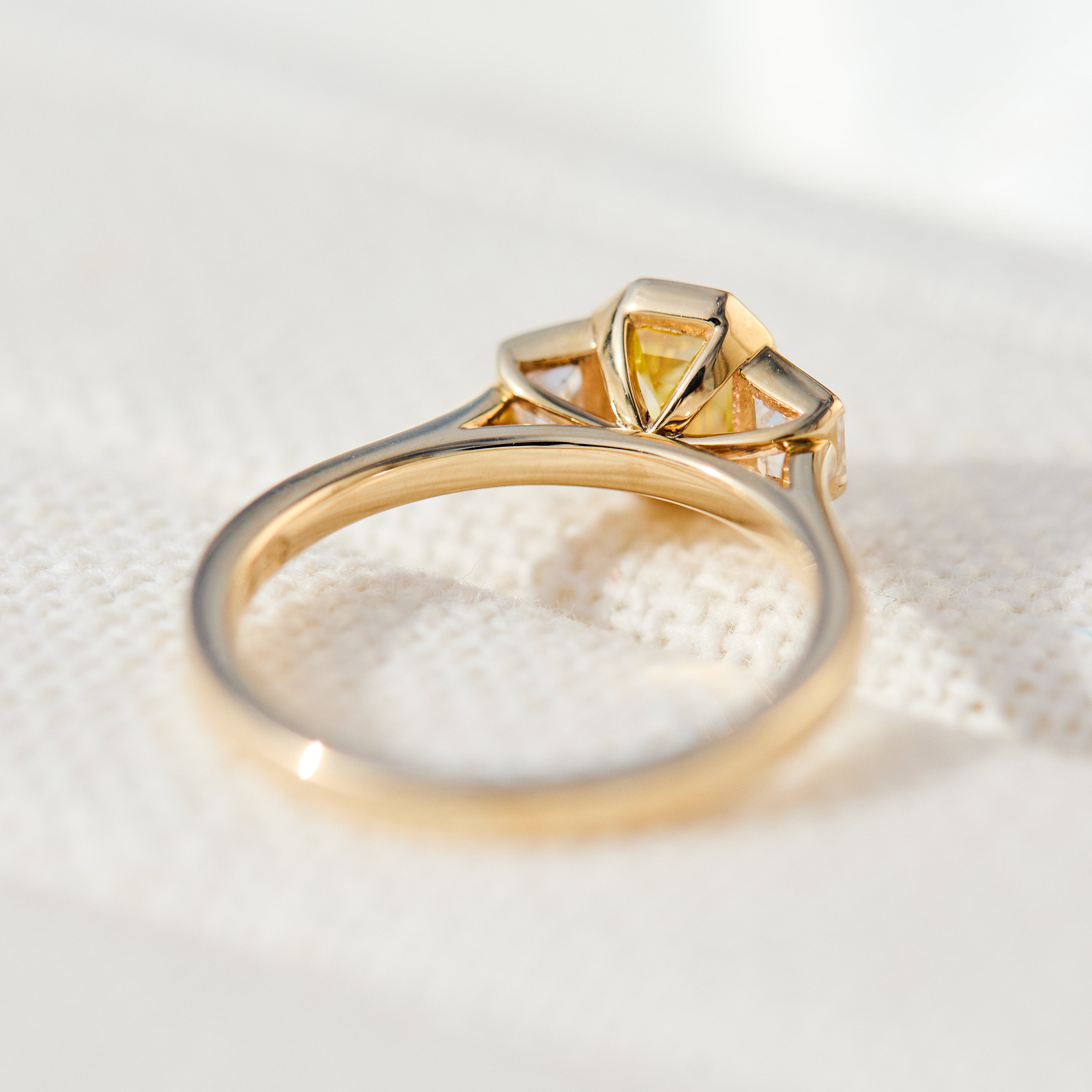 Emerald Cut Lab-Grown Yellow Diamond Engagement Ring, One Of A Kind