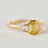 Emerald Cut Lab-Grown Yellow Diamond Engagement Ring, One Of A Kind