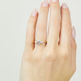 18ct yellow gold salt and pepper round brilliant cut diamond engagement trilogy ring