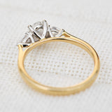 yellow gold and platinum lab grown diamond trilogy engagement ring