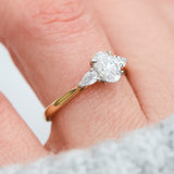 yellow gold and platinum lab grown diamond trilogy engagement ring