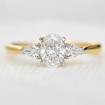 yellow gold and platinum lab grown diamond trilogy engagement ring
