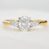 yellow gold and platinum lab grown diamond trilogy engagement ring