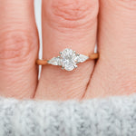 yellow gold and platinum lab grown diamond trilogy engagement ring