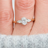 yellow gold and platinum lab grown diamond trilogy engagement ring