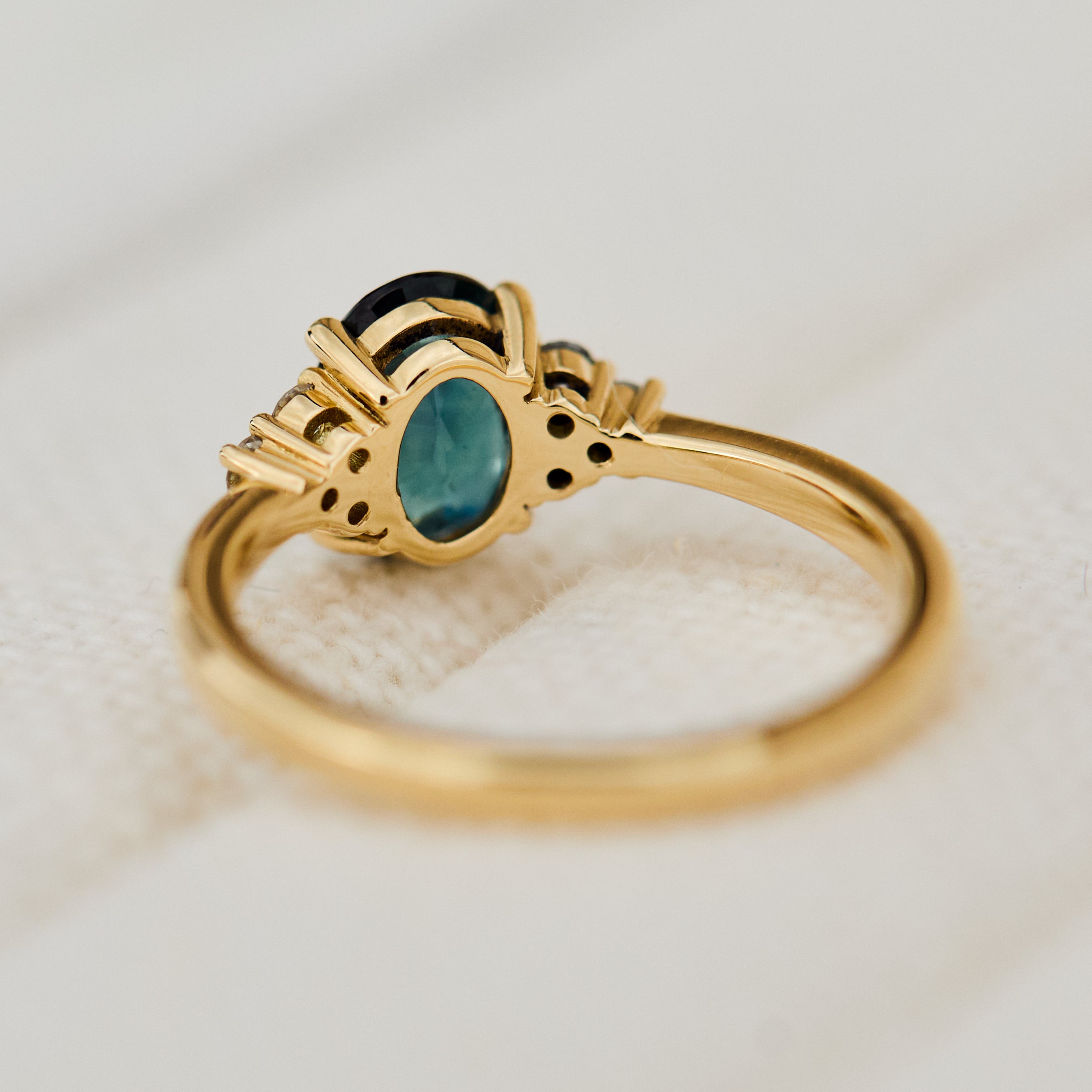 Oval Australian Green Sapphire Engagement Ring