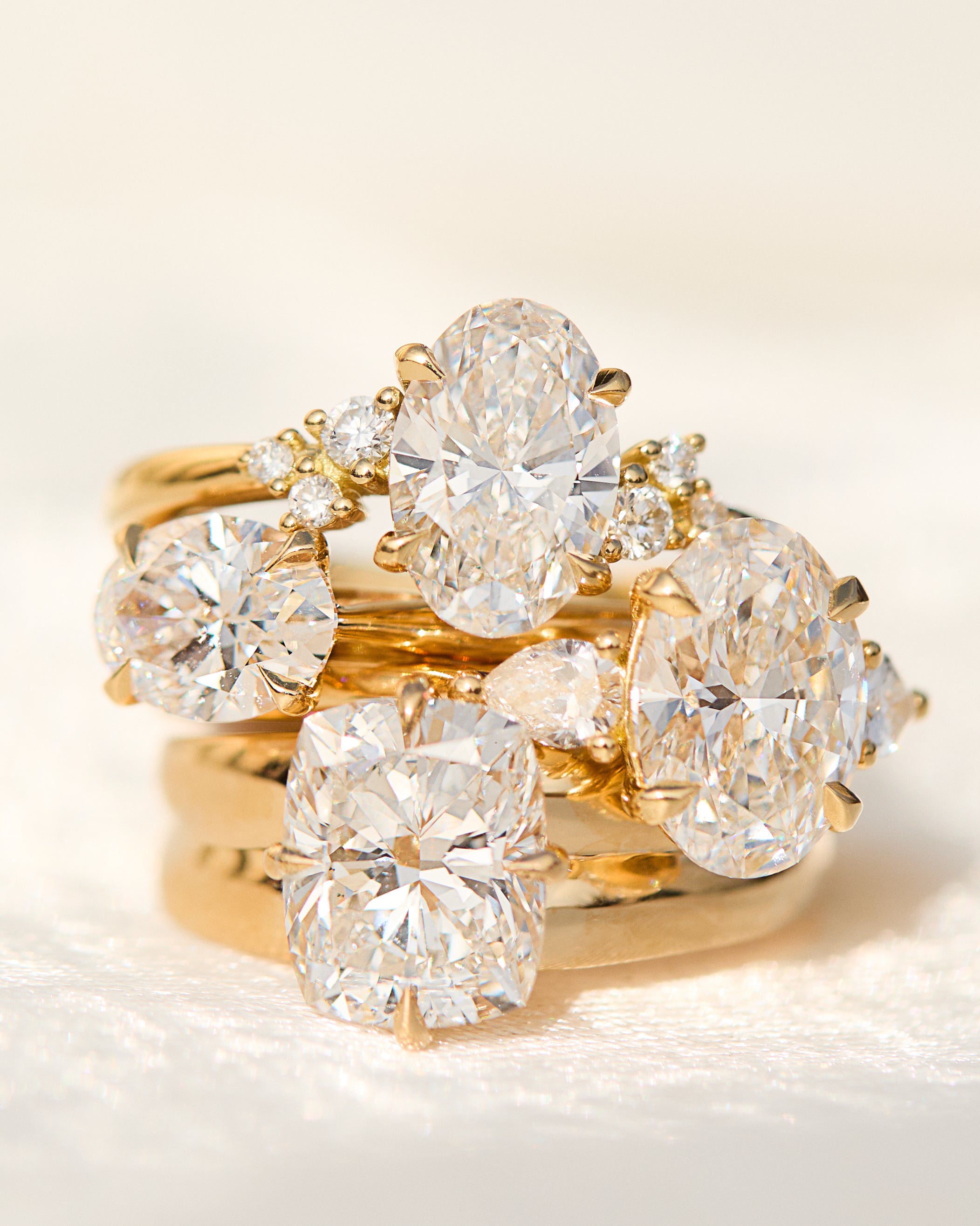 yellow gold diamond rings stack