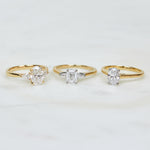 18ct yellow gold emerald cut trilogy lab grown diamond ring UK