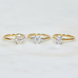 18ct yellow gold emerald cut trilogy lab grown diamond ring UK