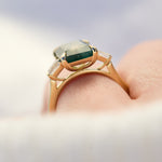 emerald cut moss agate ring