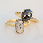 yellow gold four claw set diamond rings