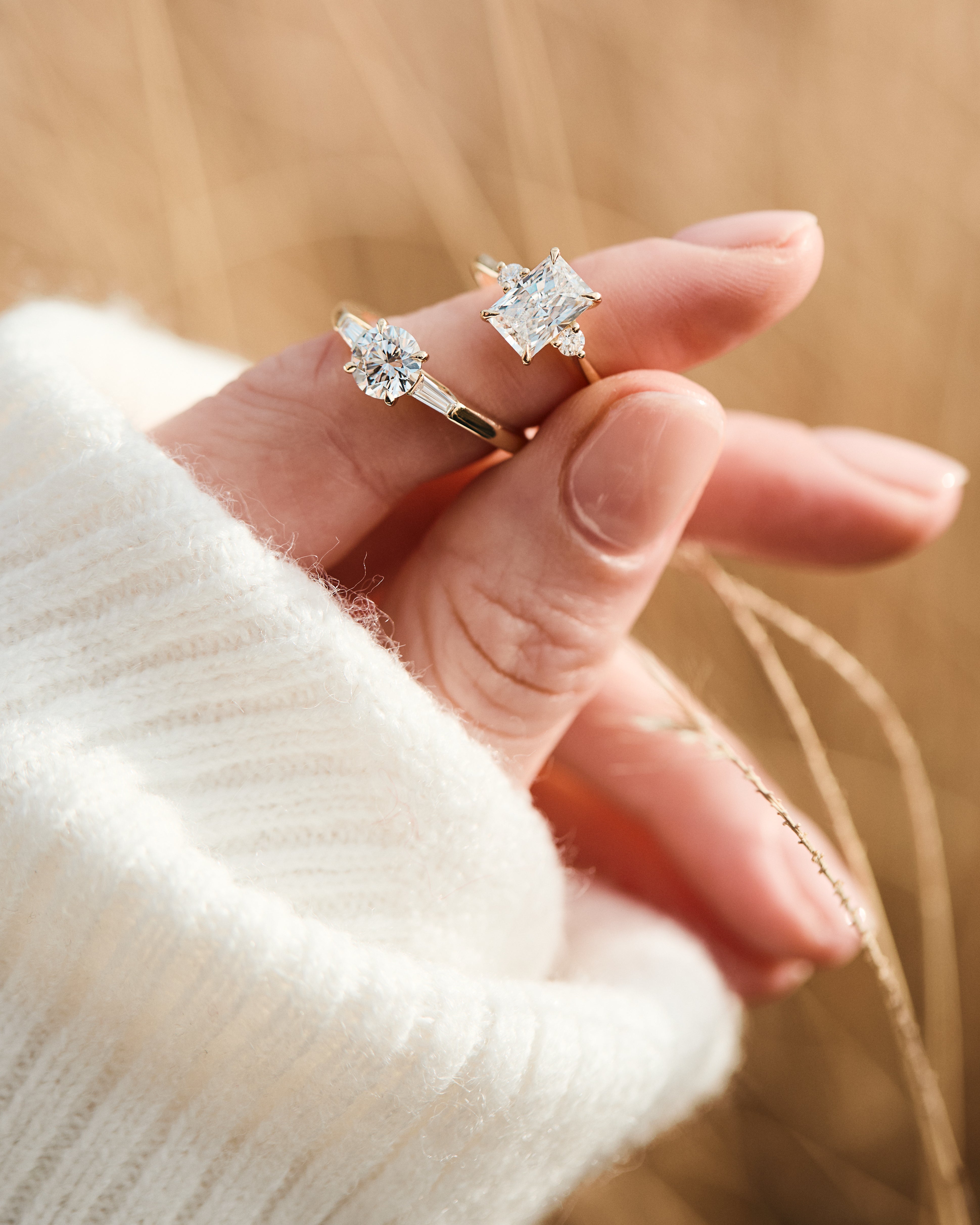 yellow gold lab grown diamond engagement rings