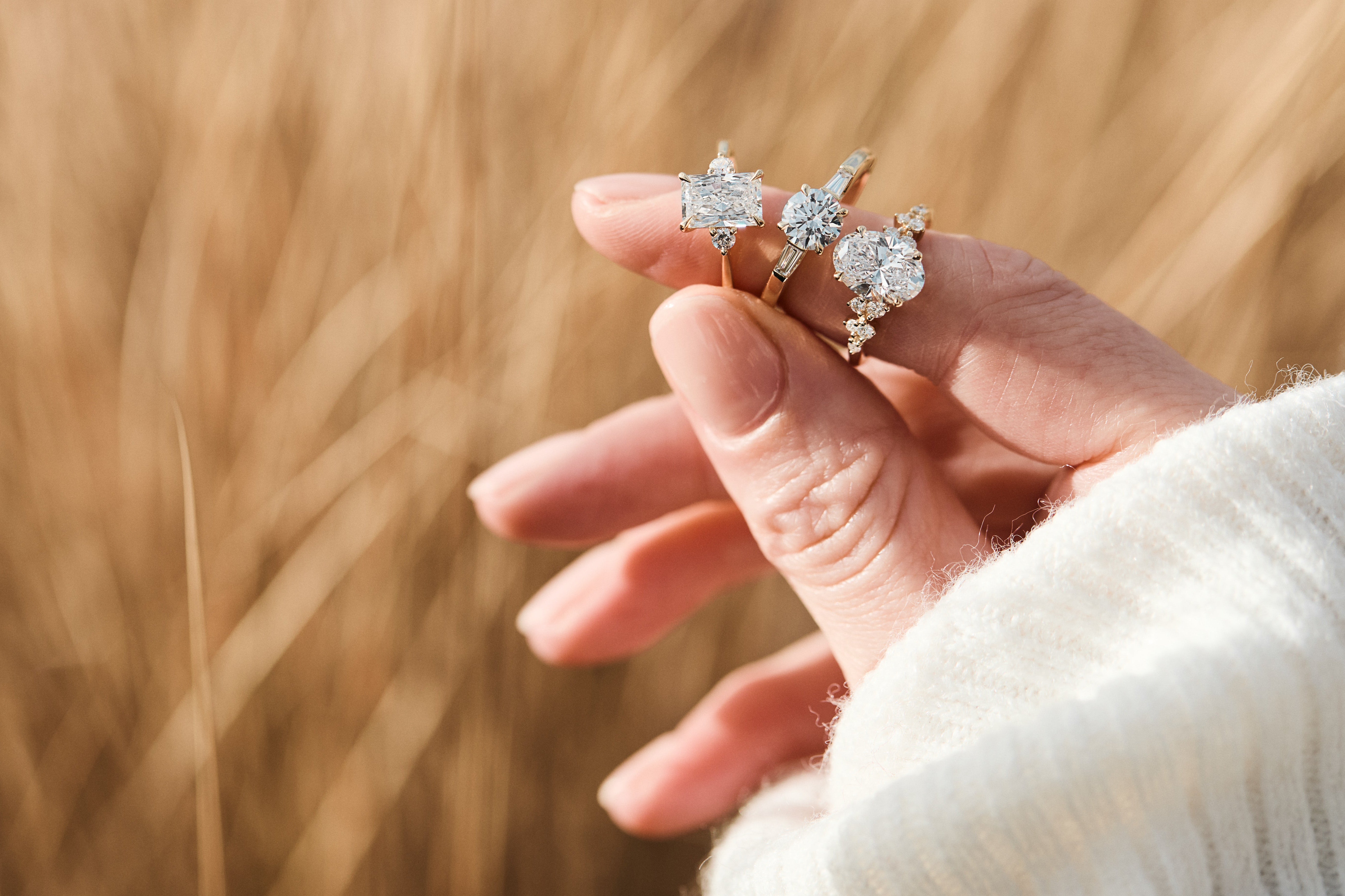 yellow gold lab grown diamond engagement rings