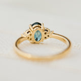 oval green teal sapphire ring