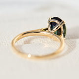 oval teal sapphire solitaire ring
