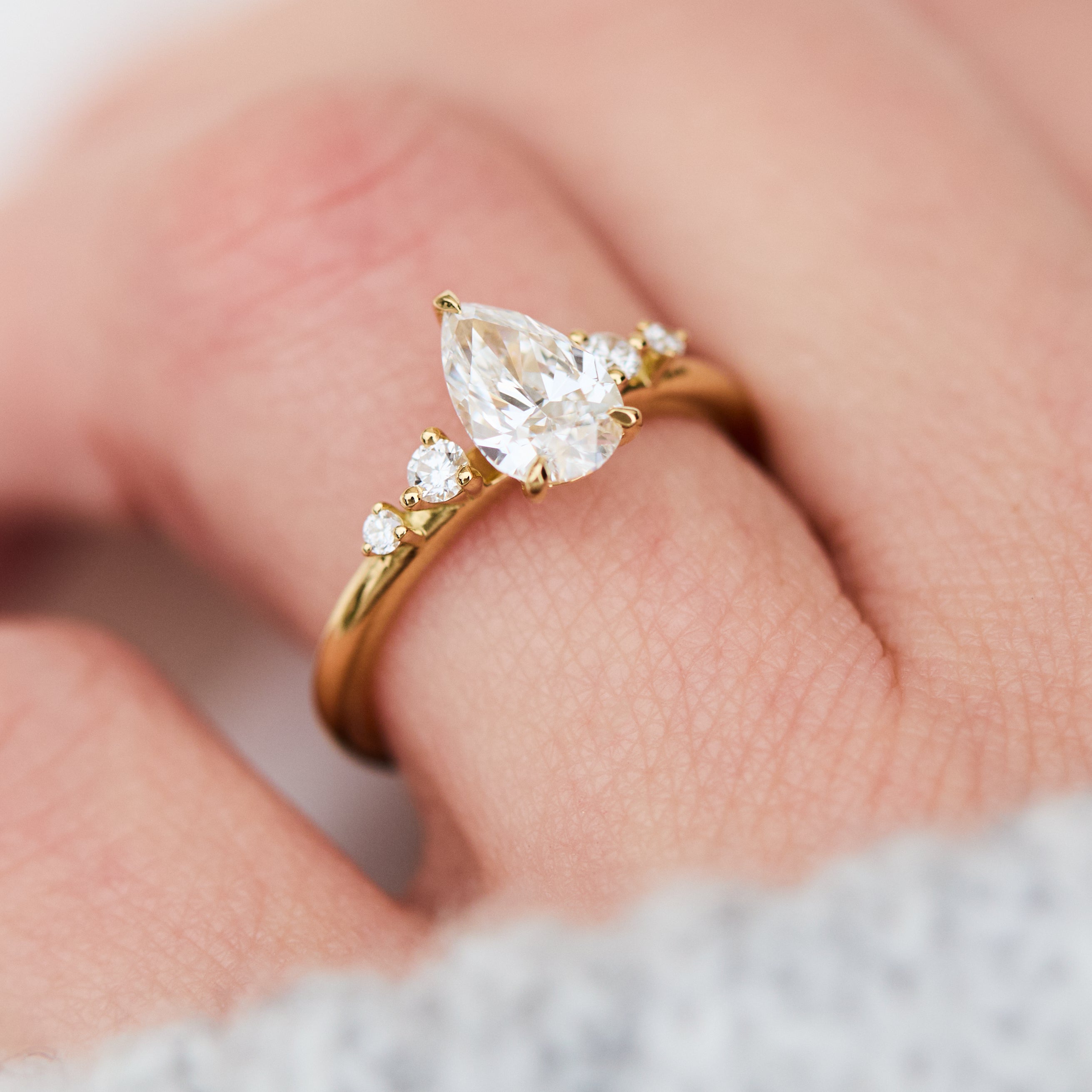 Pear Lab Grown Diamond Engagement Ring