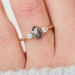 Pear Shape Salt and Pepper Diamond Engagement Ring