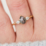 Pear Shape Salt and Pepper Diamond Engagement Ring