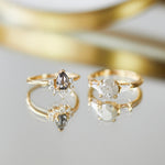 18ct yellow gold salt and pepper pear diamond engagement one-of-a-kind ring