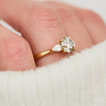  yellow gold round brilliant cut salt and pepper diamond engagement ring