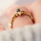 18ct rose gold salt and pepper round rose cut diamond engagement one-of-a-kind ring