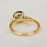 Round Teal Sapphire Engagement Ring