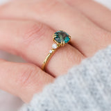 Round Teal Sapphire Engagement Ring
