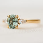 Oval Unheated Green Sapphire Engagement Ring