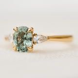 Oval Unheated Green Sapphire Engagement Ring