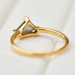 shield shape salt and pepper solitaire ring