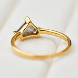 shield shape salt and pepper solitaire ring