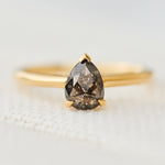 pear shape salt and pepper solitaire ring