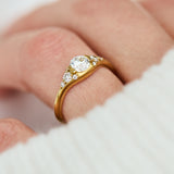 18ct yellow gold round brilliant cut one-of-a-kind lab grown diamond ring UK