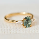 Oval Unheated Green Sapphire Engagement Ring
