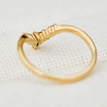 v shape diamond wedding band in yellow gold