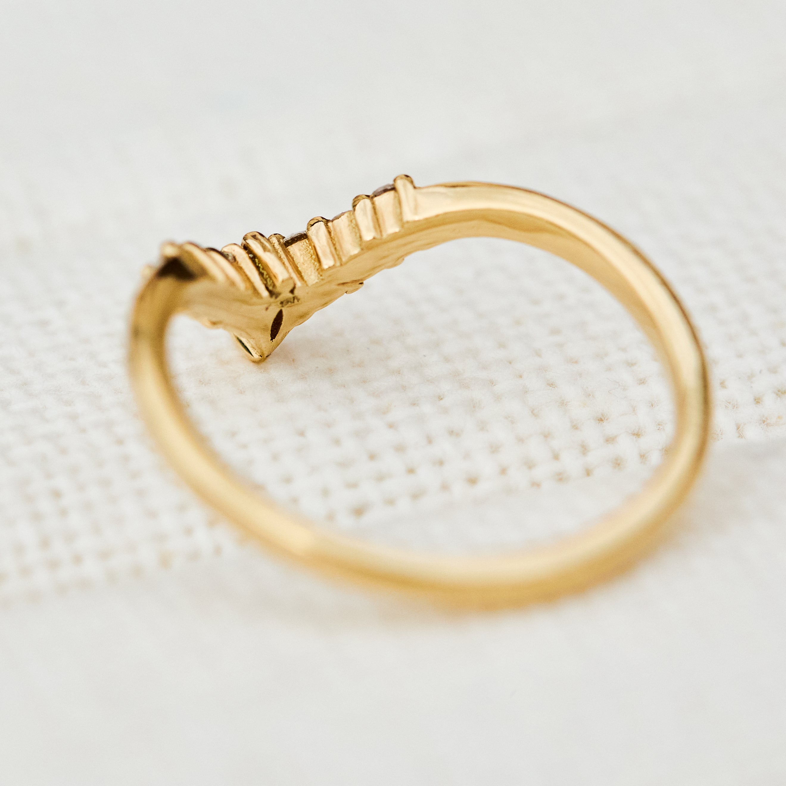 v shape diamond wedding band in yellow gold