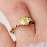 Emerald Cut Lab-Grown Yellow Diamond Engagement Ring, One Of A Kind