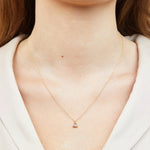 Rose-cut triangular salt and pepper diamond necklace in 18ct yellow gold.