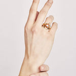 Rustic orange shield Cut Diamond solitaire Ring stack