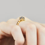 18ct yellow gold salt and pepper oval diamond engagement one-of-a-kind ring