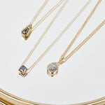 1.45ct pear-shaped salt & pepper diamond necklace in 18ct yellow gold.